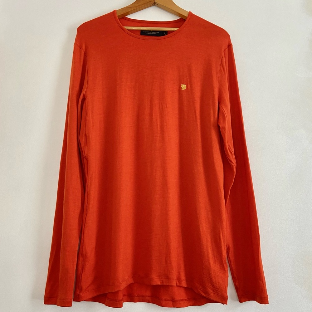 NEW Fjallraven 100% Merino Wool Bergtagen Thinwool Base Layer Orange Men’s XL